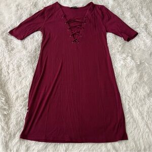 Ambiance Deep Red Ribbed Top